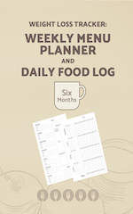 Weight Loss Tracker: Weekly Menu Planner and Daily Food Log (Six Months)